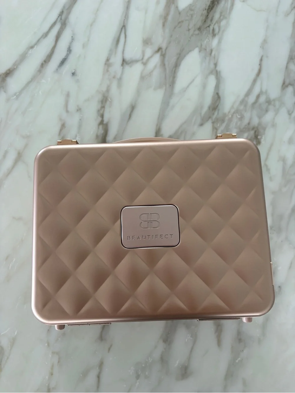 Beautifact Box Quilted Hard Case Makeup Organizer in Rose Gold